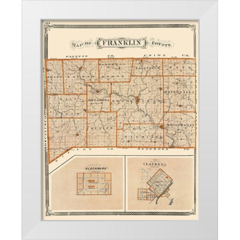 Franklin Indiana - Baskin 1876 White Modern Wood Framed Art Print by Baskin