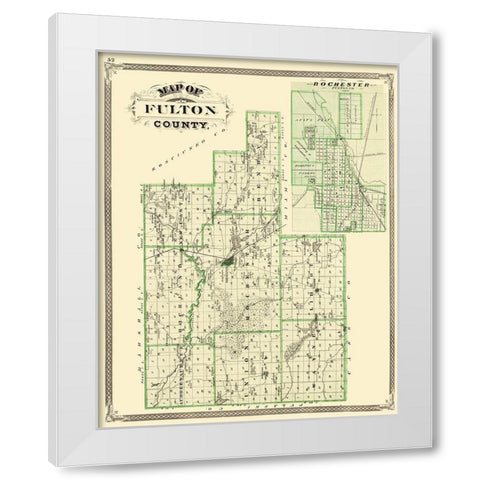 Fulton Indiana Landowner - Baskin 1876 White Modern Wood Framed Art Print by Baskin