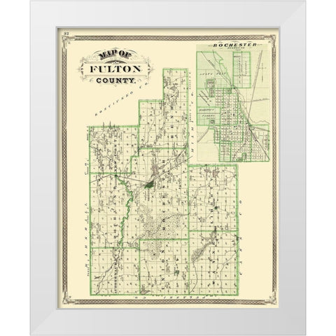 Fulton Indiana Landowner - Baskin 1876 White Modern Wood Framed Art Print by Baskin