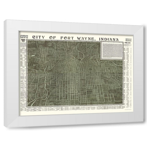 Fort Wayne Indiana - Hixson 1907 White Modern Wood Framed Art Print by Hixson