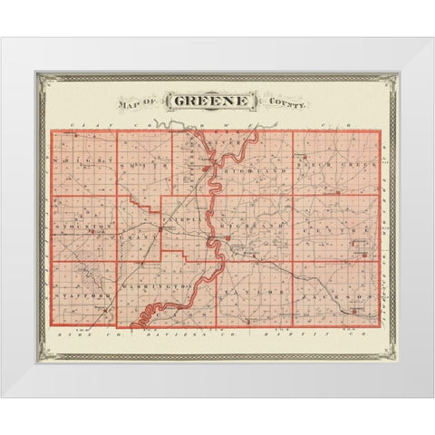 Greene Indiana Landowner - Andreas 1876 White Modern Wood Framed Art Print by Andreas
