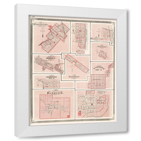 Hanover, Charlestown, Utica, Salem, Greenville White Modern Wood Framed Art Print by Baskin