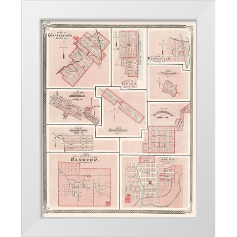 Hanover, Charlestown, Utica, Salem, Greenville White Modern Wood Framed Art Print by Baskin