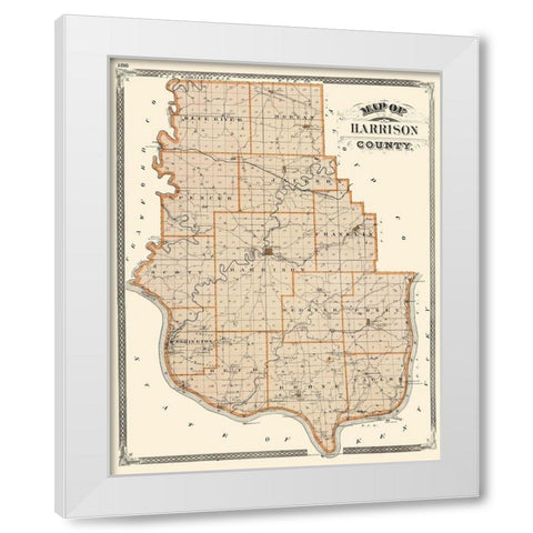 Harrison Indiana - Baskin 1876 White Modern Wood Framed Art Print by Baskin