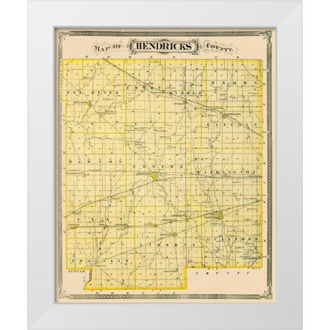 Hendricks Indiana Landowner - Andreas 1876 White Modern Wood Framed Art Print by Andreas
