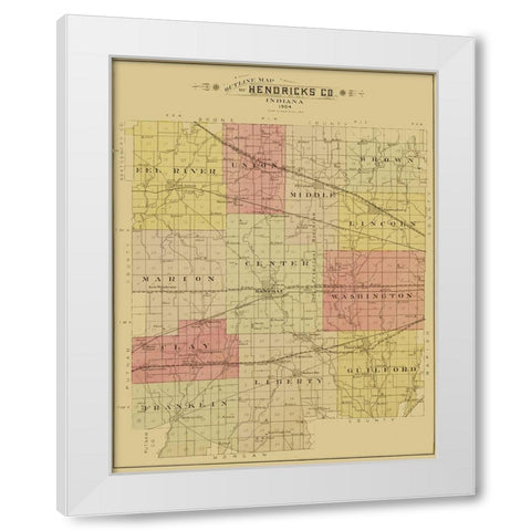 Hendricks Indiana - Ogle 1904 White Modern Wood Framed Art Print by Ogle