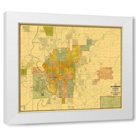 Indianapolis Indiana Landowner - Baker 1889 White Modern Wood Framed Art Print by Baker