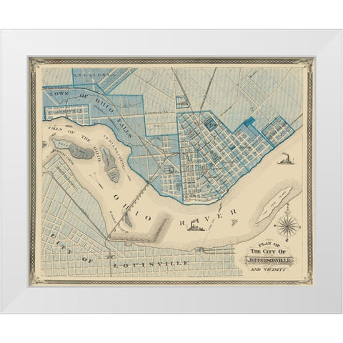 Jeffersonville Indiana - Baskin 1876 White Modern Wood Framed Art Print by Baskin