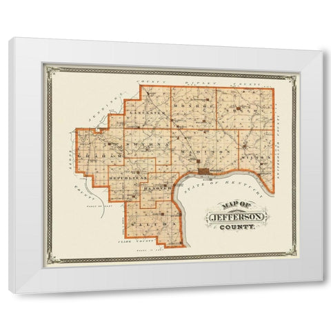 Jefferson Indiana Landowner - Andreas 1876 White Modern Wood Framed Art Print by Andreas