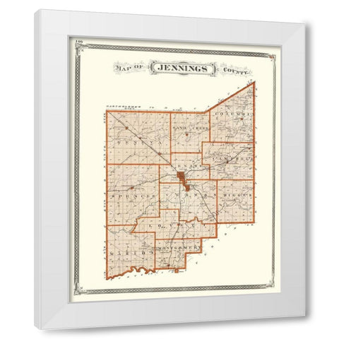 Jennings Indiana - Baskin 1876 White Modern Wood Framed Art Print by Baskin