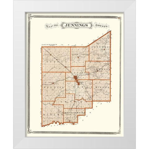 Jennings Indiana - Baskin 1876 White Modern Wood Framed Art Print by Baskin