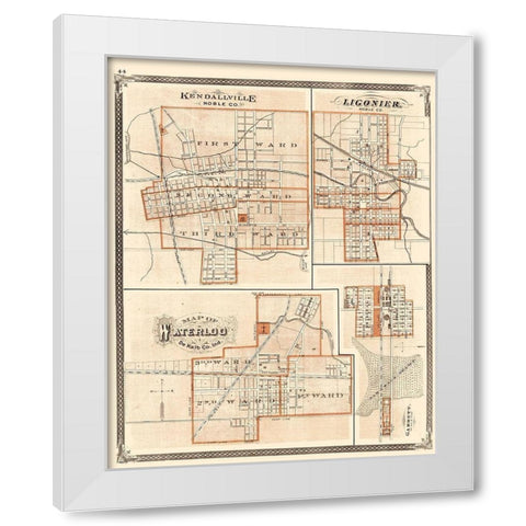 Kendallville, Ligonier, Waterloo, Garrett Indiana White Modern Wood Framed Art Print by Baskin