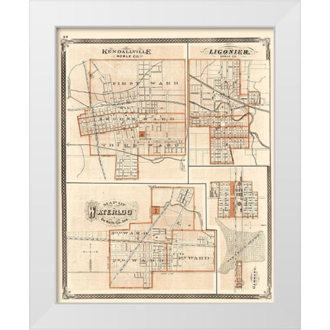 Kendallville, Ligonier, Waterloo, Garrett Indiana White Modern Wood Framed Art Print by Baskin