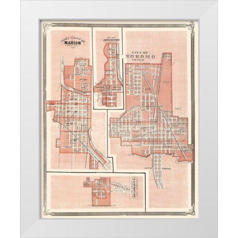 Kokomo Indiana - Baskin 1876 White Modern Wood Framed Art Print by Baskin