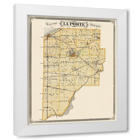 La Porte Indiana Landowner - Andreas 1876 White Modern Wood Framed Art Print by Andreas