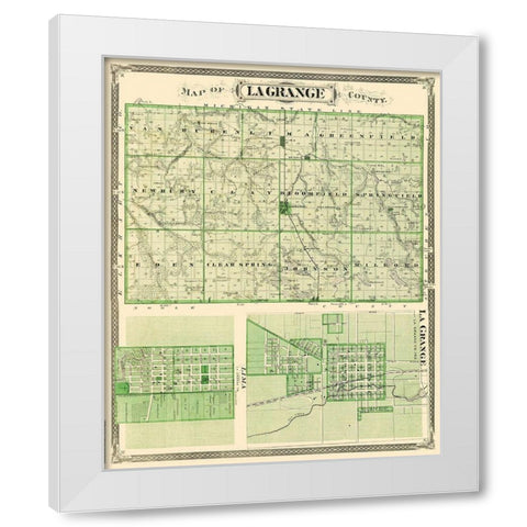 Lagrange Indiana - Andreas 1876 White Modern Wood Framed Art Print by Andreas