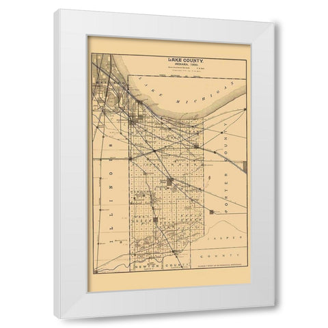 Lake Indiana - Ball 1890 White Modern Wood Framed Art Print by Ball