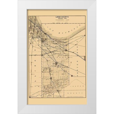 Lake Indiana - Ball 1890 White Modern Wood Framed Art Print by Ball