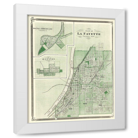 La Fayette Indiana - Baskin 1876 White Modern Wood Framed Art Print by Baskin