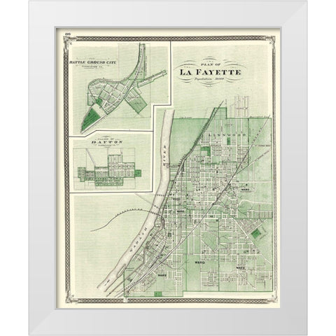La Fayette Indiana - Baskin 1876 White Modern Wood Framed Art Print by Baskin