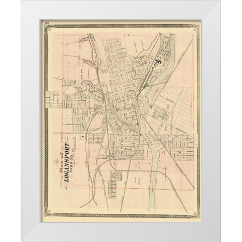 Logansport Indiana Landowner - Baskin 1876 White Modern Wood Framed Art Print by Baskin