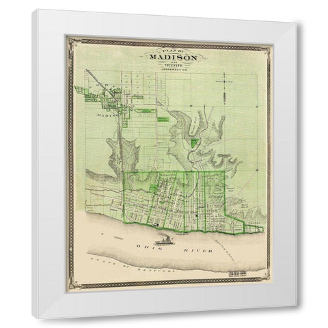 Madison Indiana Landowner - Baskin 1876 White Modern Wood Framed Art Print by Baskin
