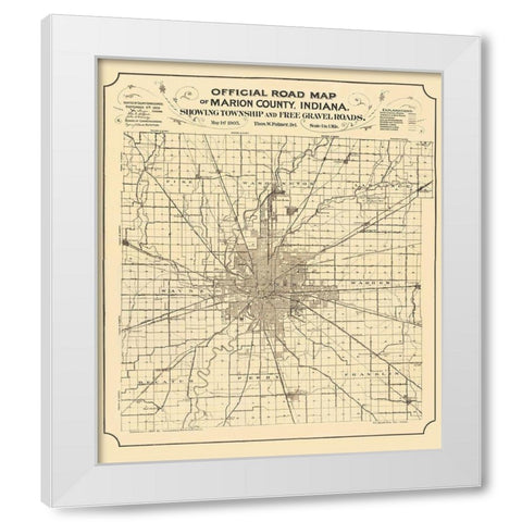 Marion Indiana - Palmer 1905 White Modern Wood Framed Art Print by Palmer