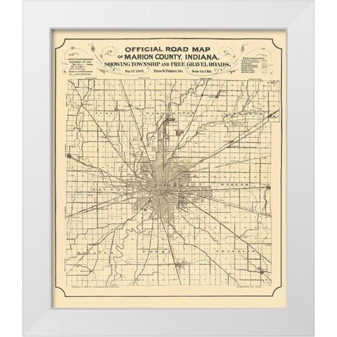 Marion Indiana - Palmer 1905 White Modern Wood Framed Art Print by Palmer