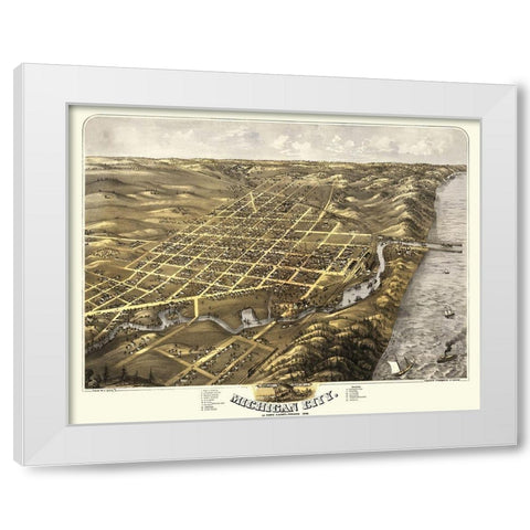 Michigan City Indiana - Ruger 1869 White Modern Wood Framed Art Print by Ruger