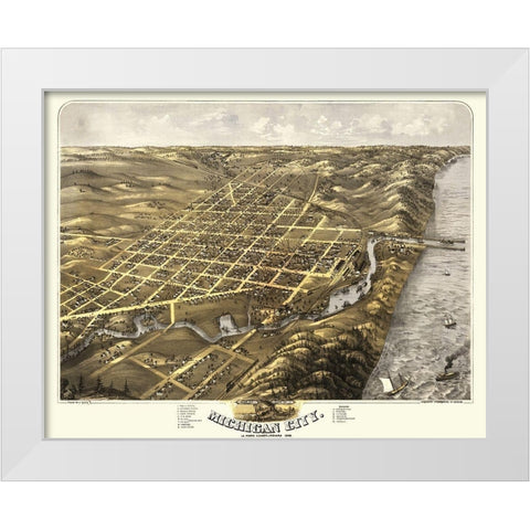 Michigan City Indiana - Ruger 1869 White Modern Wood Framed Art Print by Ruger