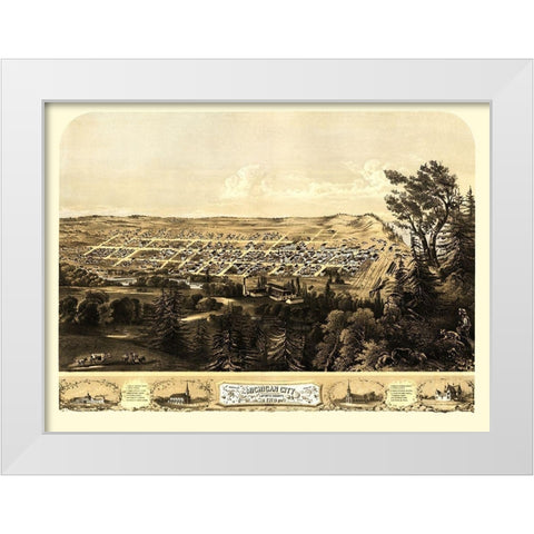 Michigan City Indiana - Ruger 1869 White Modern Wood Framed Art Print by Ruger