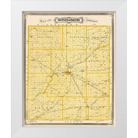 Montgomery Indiana - Andreas 1876 White Modern Wood Framed Art Print by Andreas