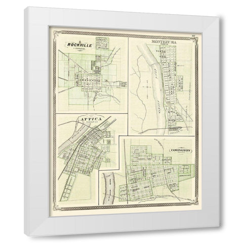 Rockville, Montezuma, Attica, Covington Indiana White Modern Wood Framed Art Print by Baskin