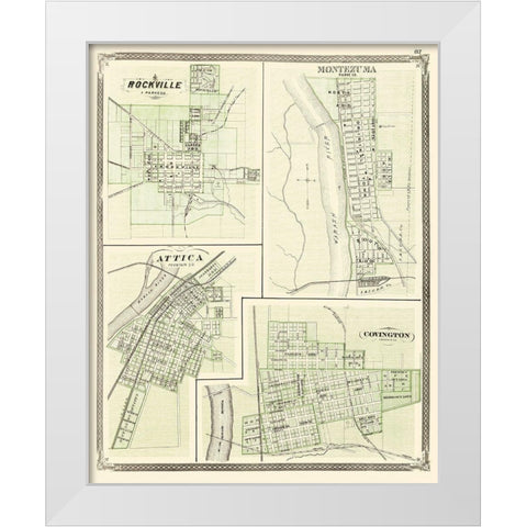 Rockville, Montezuma, Attica, Covington Indiana White Modern Wood Framed Art Print by Baskin