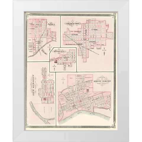 Mount Vernon New Harmony Princeton Patoka Indiana White Modern Wood Framed Art Print by Baskin