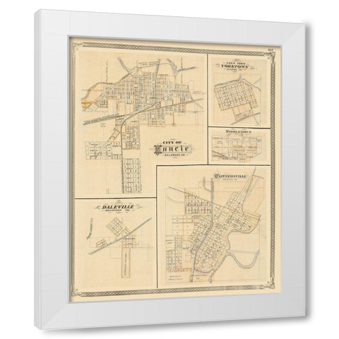 Muncie, Yorktown, Daleville, Middletown Indiana White Modern Wood Framed Art Print by Baskin