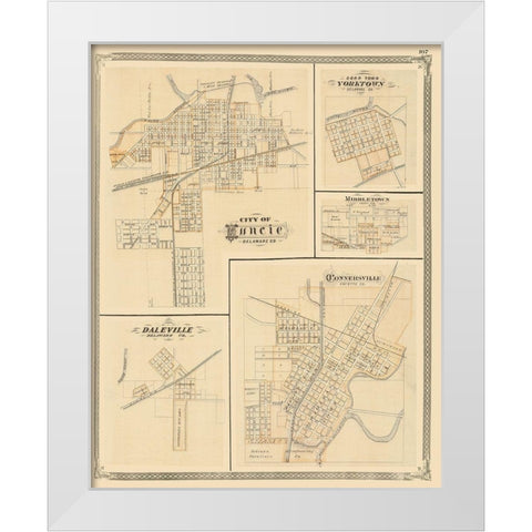 Muncie, Yorktown, Daleville, Middletown Indiana White Modern Wood Framed Art Print by Baskin