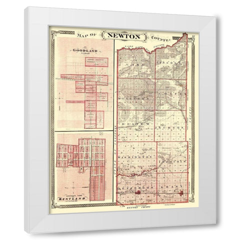 Newton Indiana - Baskin 1876 White Modern Wood Framed Art Print by Baskin