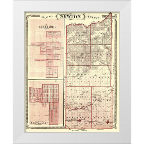 Newton Indiana - Baskin 1876 White Modern Wood Framed Art Print by Baskin