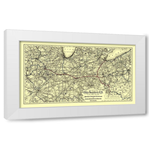 Ohio Southern Railroad - Colton 1881 White Modern Wood Framed Art Print by Colton