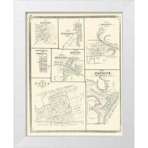 Patriot, Osgood, New Marion, Versailles Indiana White Modern Wood Framed Art Print by Baskin