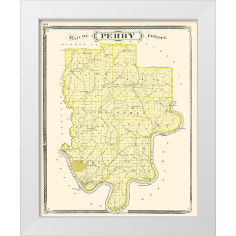 Perry Indiana - Baskin 1876 White Modern Wood Framed Art Print by Baskin