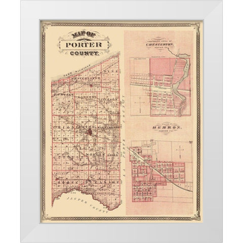 Porter Indiana Landowner - Andreas 1876 White Modern Wood Framed Art Print by Andreas