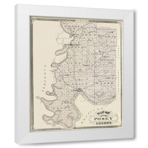 Posey Indiana Landowner - Andreas 1876 White Modern Wood Framed Art Print by Andreas