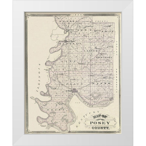 Posey Indiana Landowner - Andreas 1876 White Modern Wood Framed Art Print by Andreas