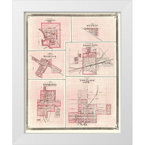 Portland Indiana - Baskin 1876 White Modern Wood Framed Art Print by Baskin