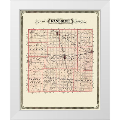 Randolph Indiana Landowner - Andreas 1876 White Modern Wood Framed Art Print by Andreas
