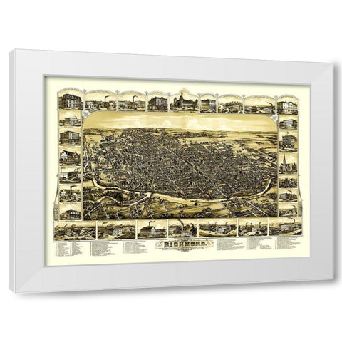 Richmond Indiana - Gilman 1884 White Modern Wood Framed Art Print by Gilman