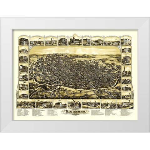 Richmond Indiana - Gilman 1884 White Modern Wood Framed Art Print by Gilman