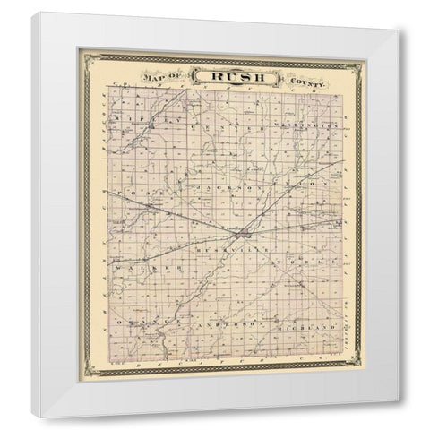 Rush Indiana Landowner - Andreas 1876 White Modern Wood Framed Art Print by Andreas